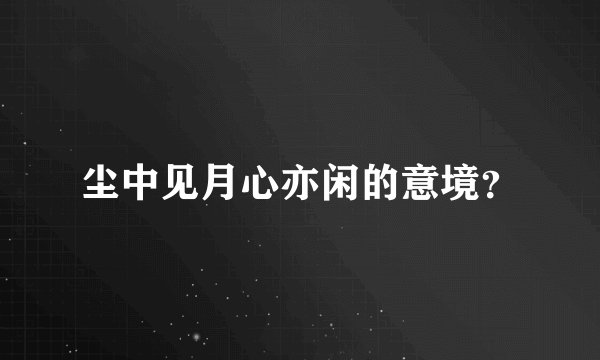 尘中见月心亦闲的意境？