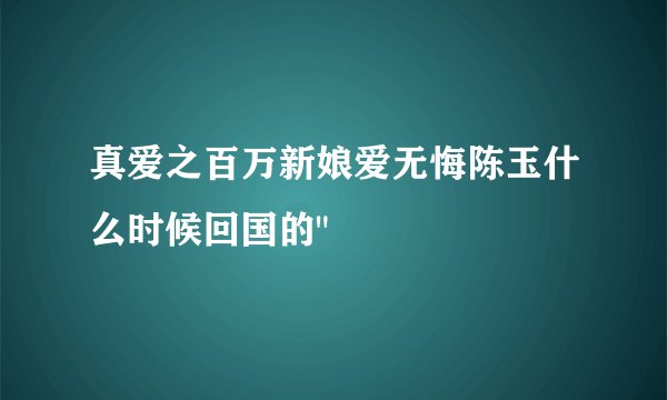 真爱之百万新娘爱无悔陈玉什么时候回国的