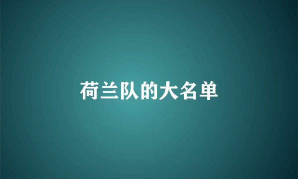 荷兰队的大名单