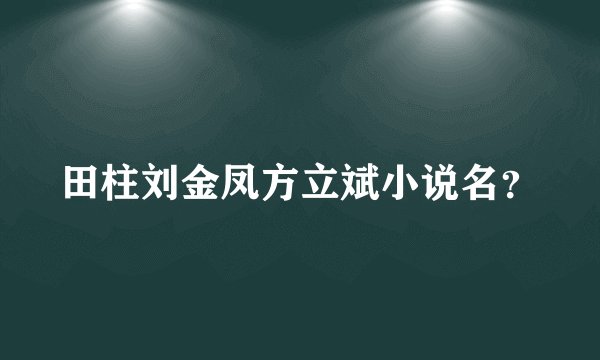 田柱刘金凤方立斌小说名?