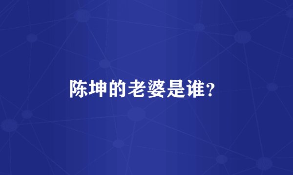 陈坤的老婆是谁？