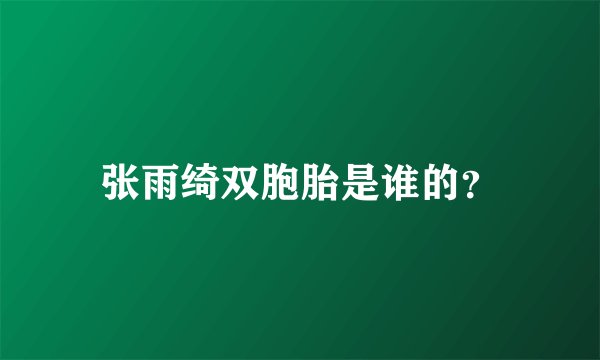 张雨绮双胞胎是谁的？