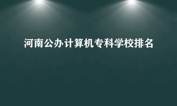 河南公办计算机专科学校排名