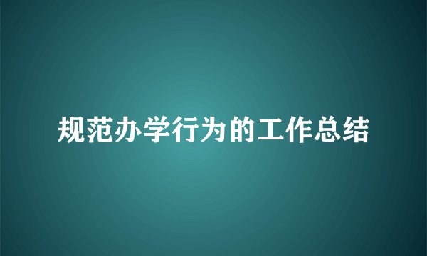 规范办学行为的工作总结