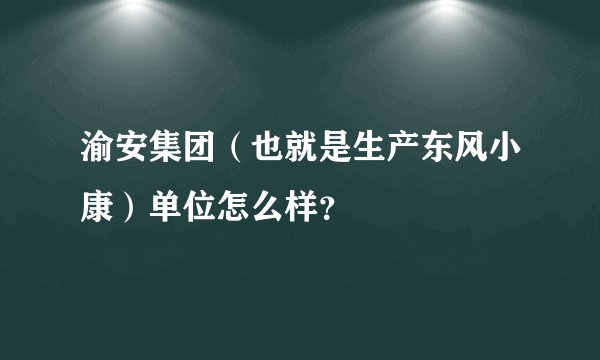 渝安集团（也就是生产东风小康）单位怎么样？