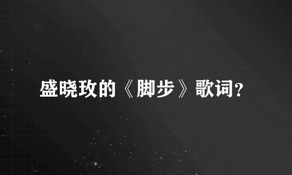 盛晓玫的《脚步》歌词？