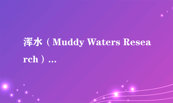 浑水（Muddy Waters Research）是怎样一家公司？