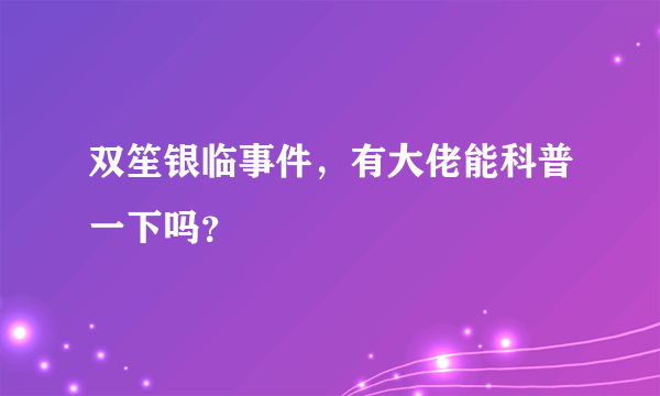 双笙银临事件，有大佬能科普一下吗？