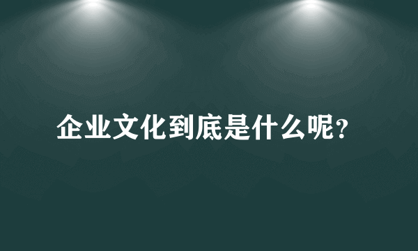 企业文化到底是什么呢？