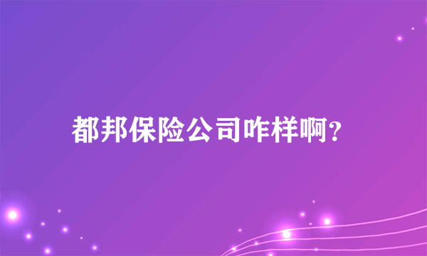 都邦保险公司咋样啊？