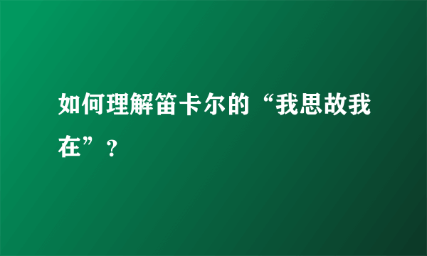如何理解笛卡尔的“我思故我在”？