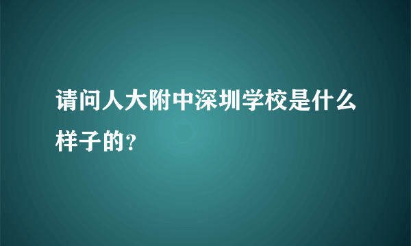 请问人大附中深圳学校是什么样子的？