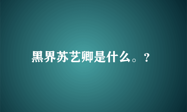 黑界苏艺卿是什么。？