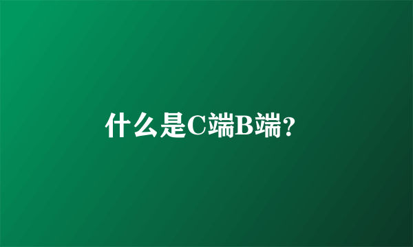 什么是C端B端？