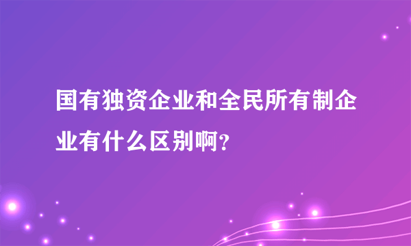 国有独资企业和全民所有制企业有什么区别啊？