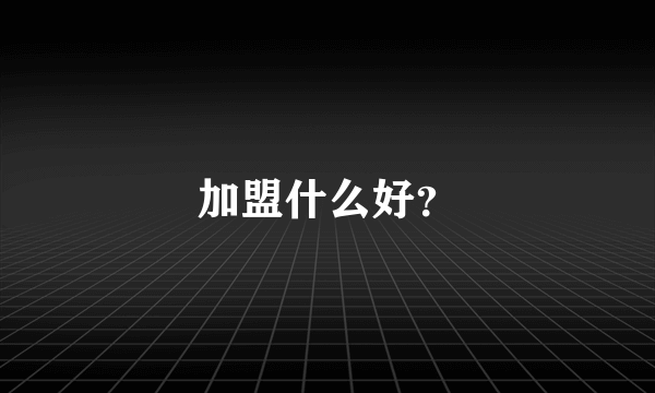 加盟什么好？