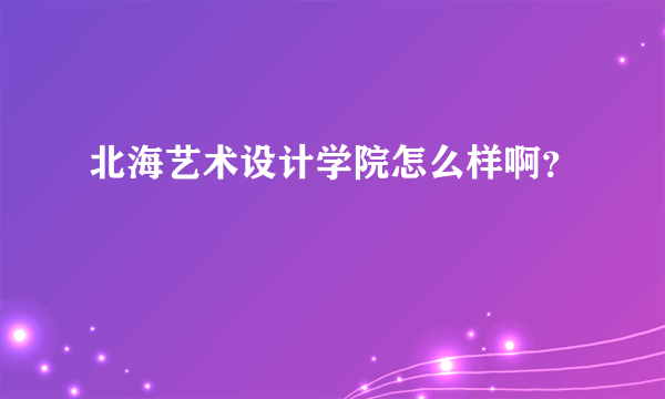北海艺术设计学院怎么样啊？