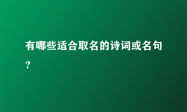 有哪些适合取名的诗词或名句？