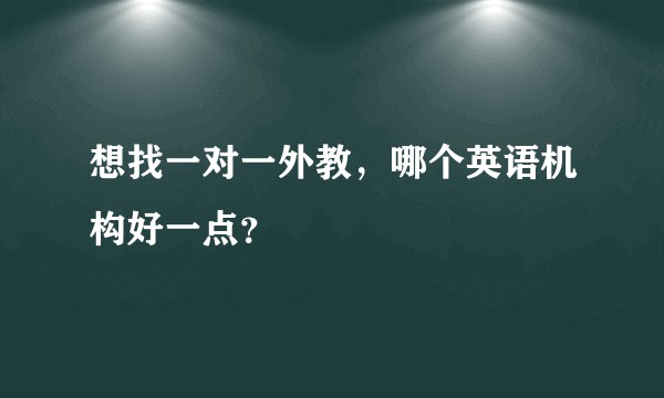 想找一对一外教，哪个英语机构好一点？