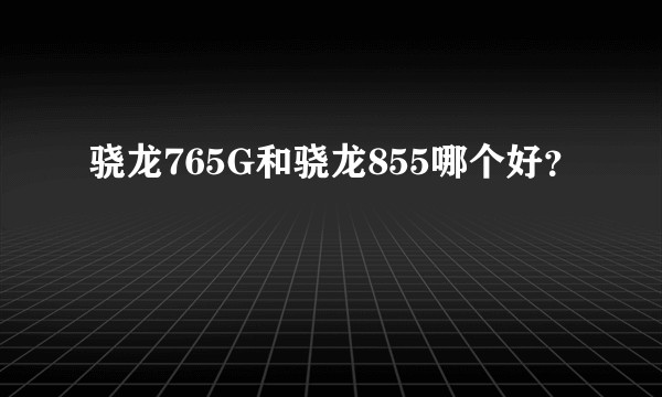 骁龙765G和骁龙855哪个好？