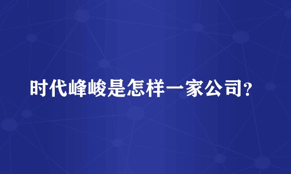 时代峰峻是怎样一家公司？