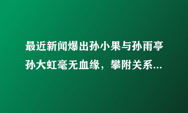 最近新闻爆出孙小果与孙雨亭孙大虹毫无血缘，攀附关系，谣言的源头在哪？