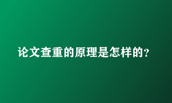 论文查重的原理是怎样的?