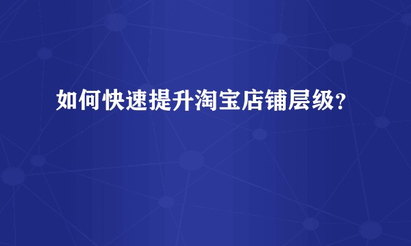 如何快速提升淘宝店铺层级？