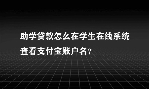 助学贷款怎么在学生在线系统查看支付宝账户名？
