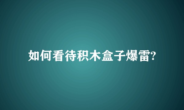 如何看待积木盒子爆雷?