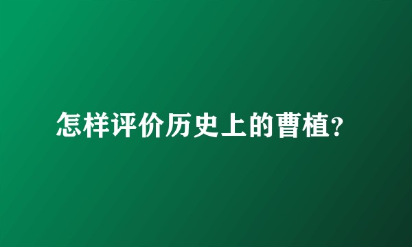 怎样评价历史上的曹植？