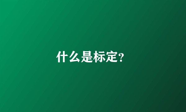 什么是标定？