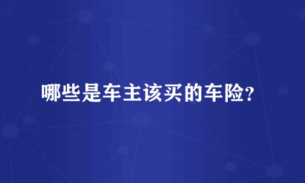 哪些是车主该买的车险？