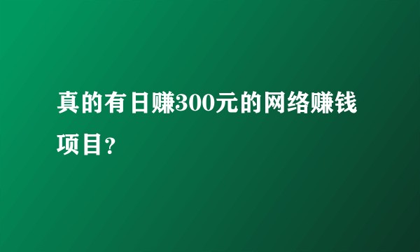 真的有日赚300元的网络赚钱项目？