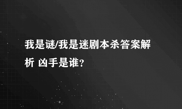我是谜/我是迷剧本杀答案解析 凶手是谁？