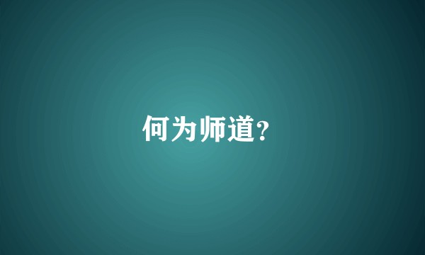 何为师道？