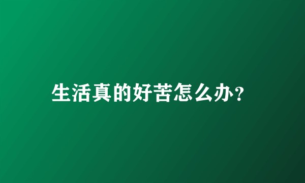 生活真的好苦怎么办？