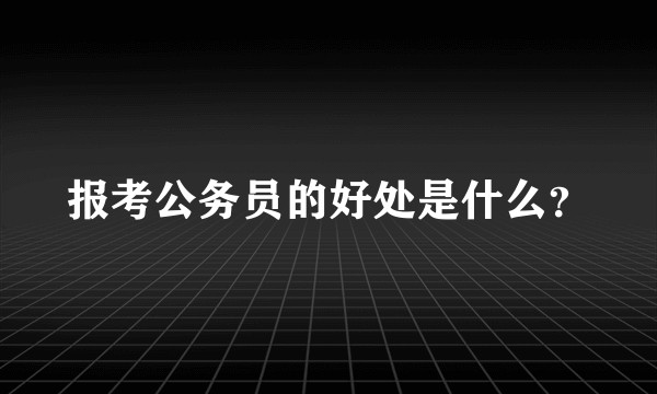 报考公务员的好处是什么？