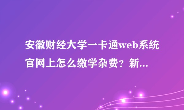安徽财经大学一卡通web系统官网上怎么缴学杂费？新生提问。？