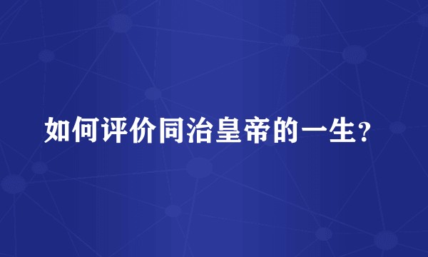 如何评价同治皇帝的一生？