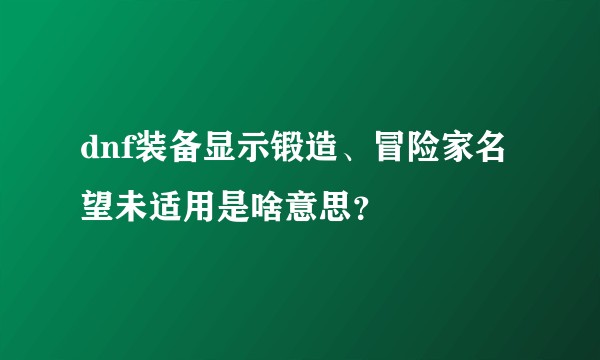 dnf装备显示锻造、冒险家名望未适用是啥意思？