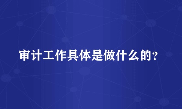 审计工作具体是做什么的？