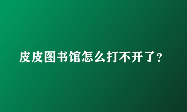 皮皮图书馆怎么打不开了？