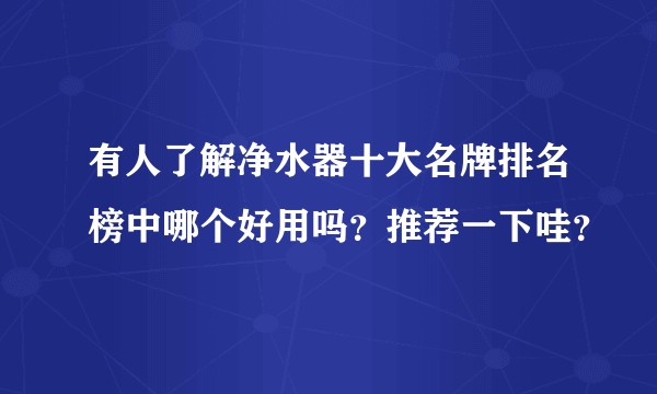 有人了解净水器十大名牌排名榜中哪个好用吗？推荐一下哇？
