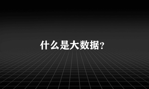 什么是大数据？