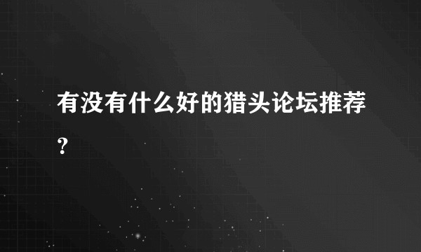 有没有什么好的猎头论坛推荐？
