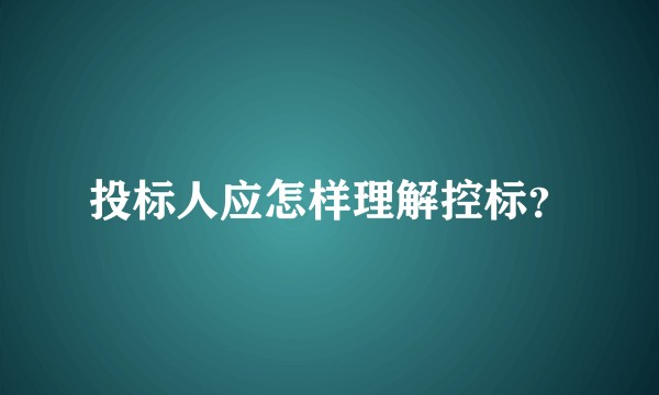 投标人应怎样理解控标？
