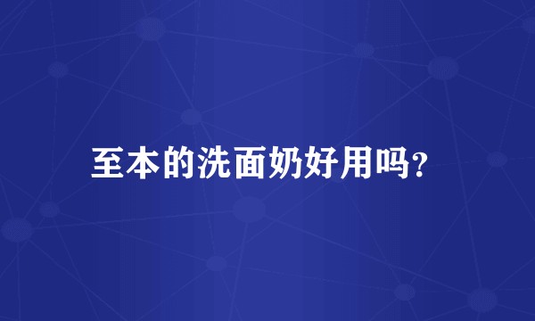 至本的洗面奶好用吗？