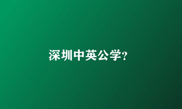 深圳中英公学？