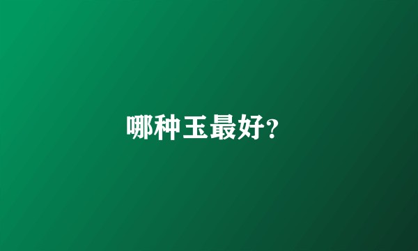 哪种玉最好？